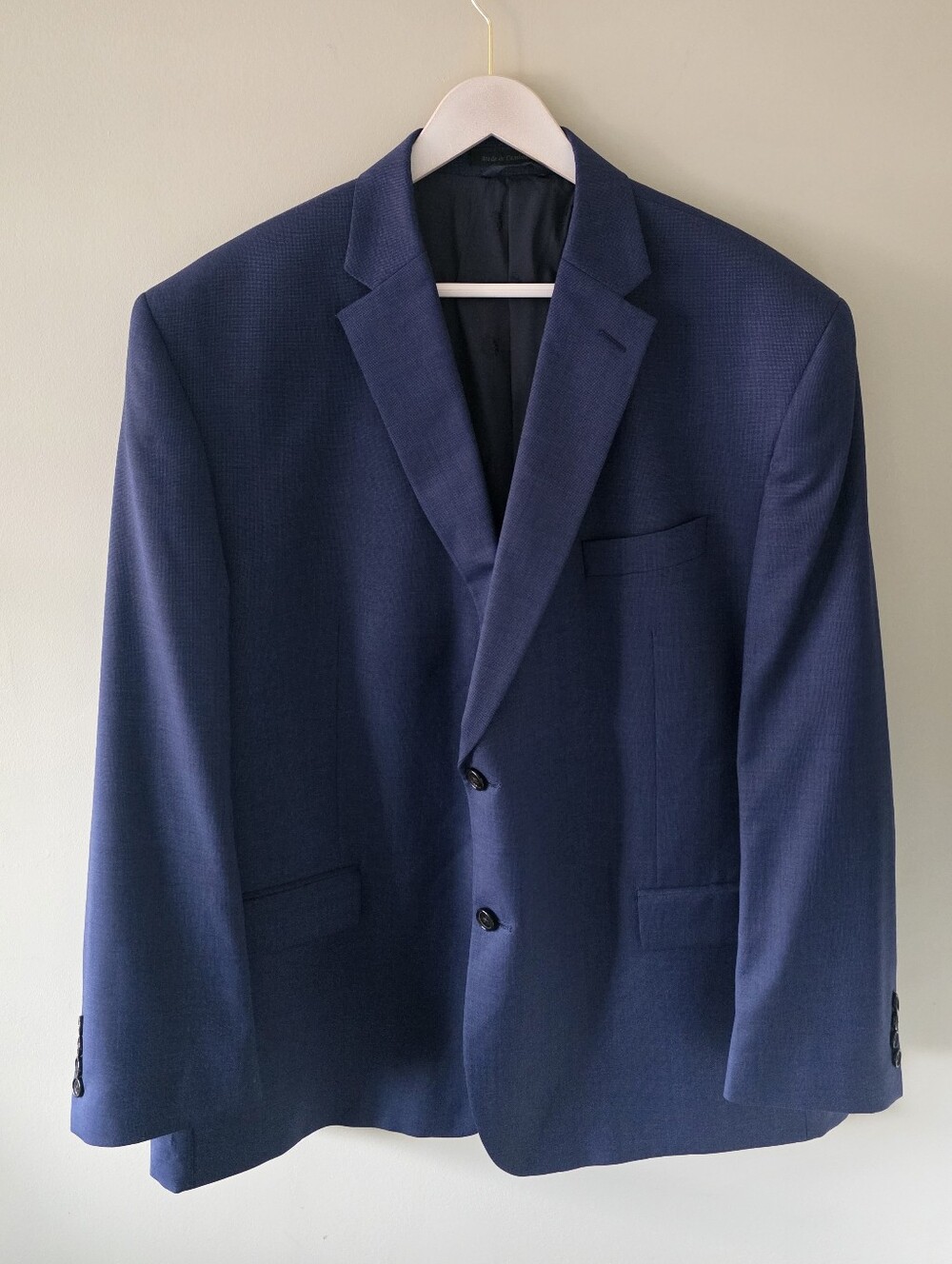 NWOT Lauren Ralph Lauren Navy Textured Weave Wool Blazer Size 48R Old Money Prep